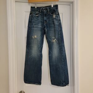 American Eagle medium wash distressed bootcut jeans 26x28